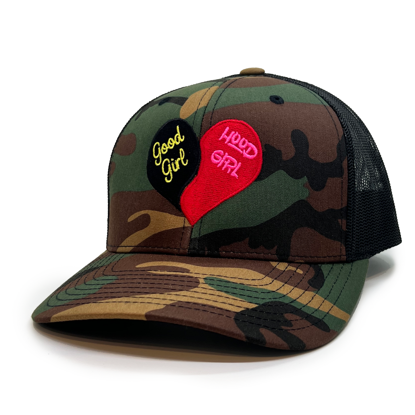 Good Girl Hood Girl Green Camo Hat